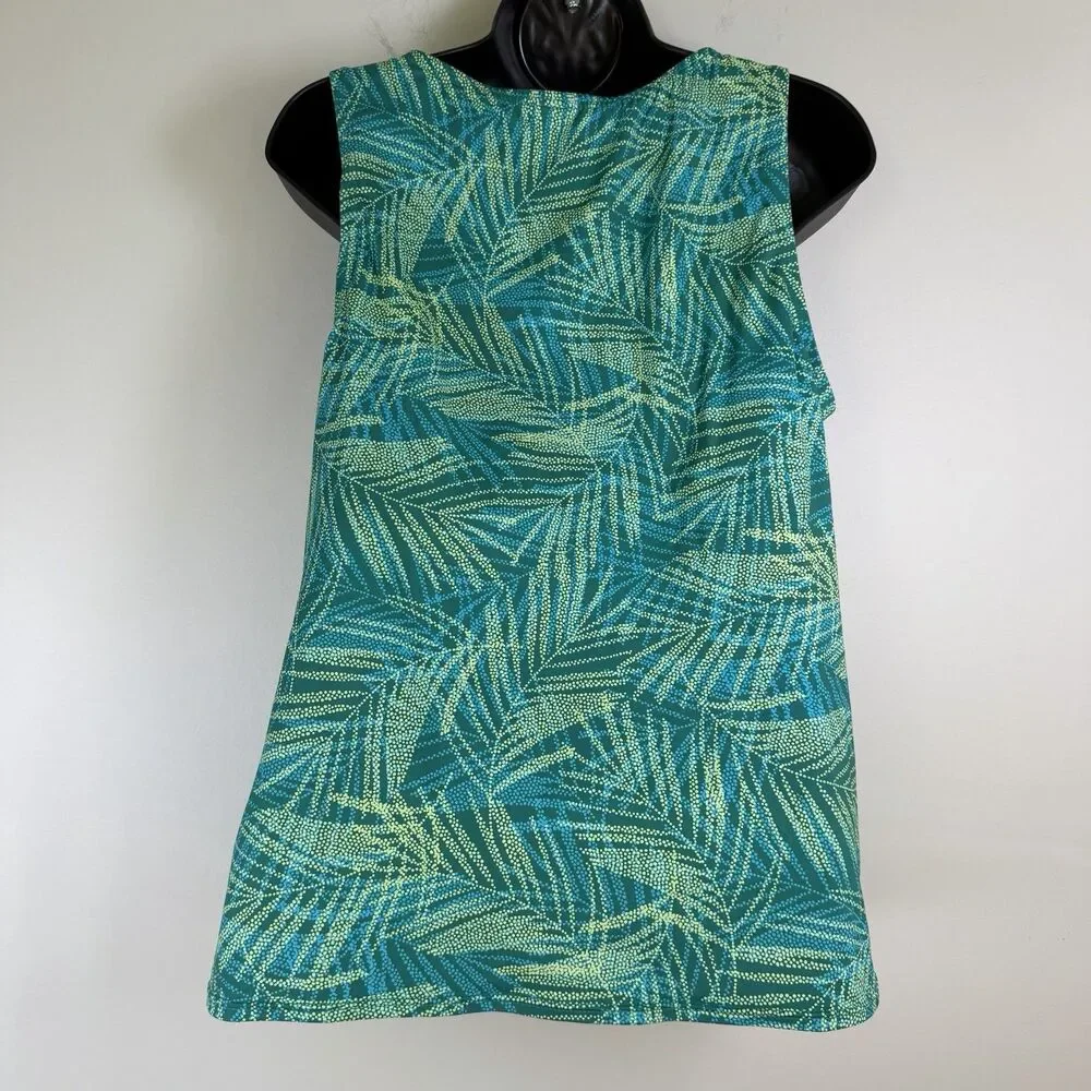 Lands' End Size 14D Tankini Swim Top Tropical Padded Bra Beach Vacation Resort